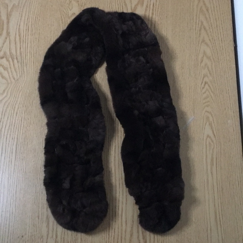 Womens 42” Brown Faux Fur Scarf Super Soft Warm Comfy